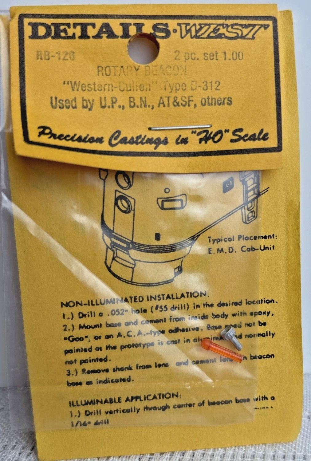 Details West HO RB-126 Rotary Beacon Western Cullen Type D-312