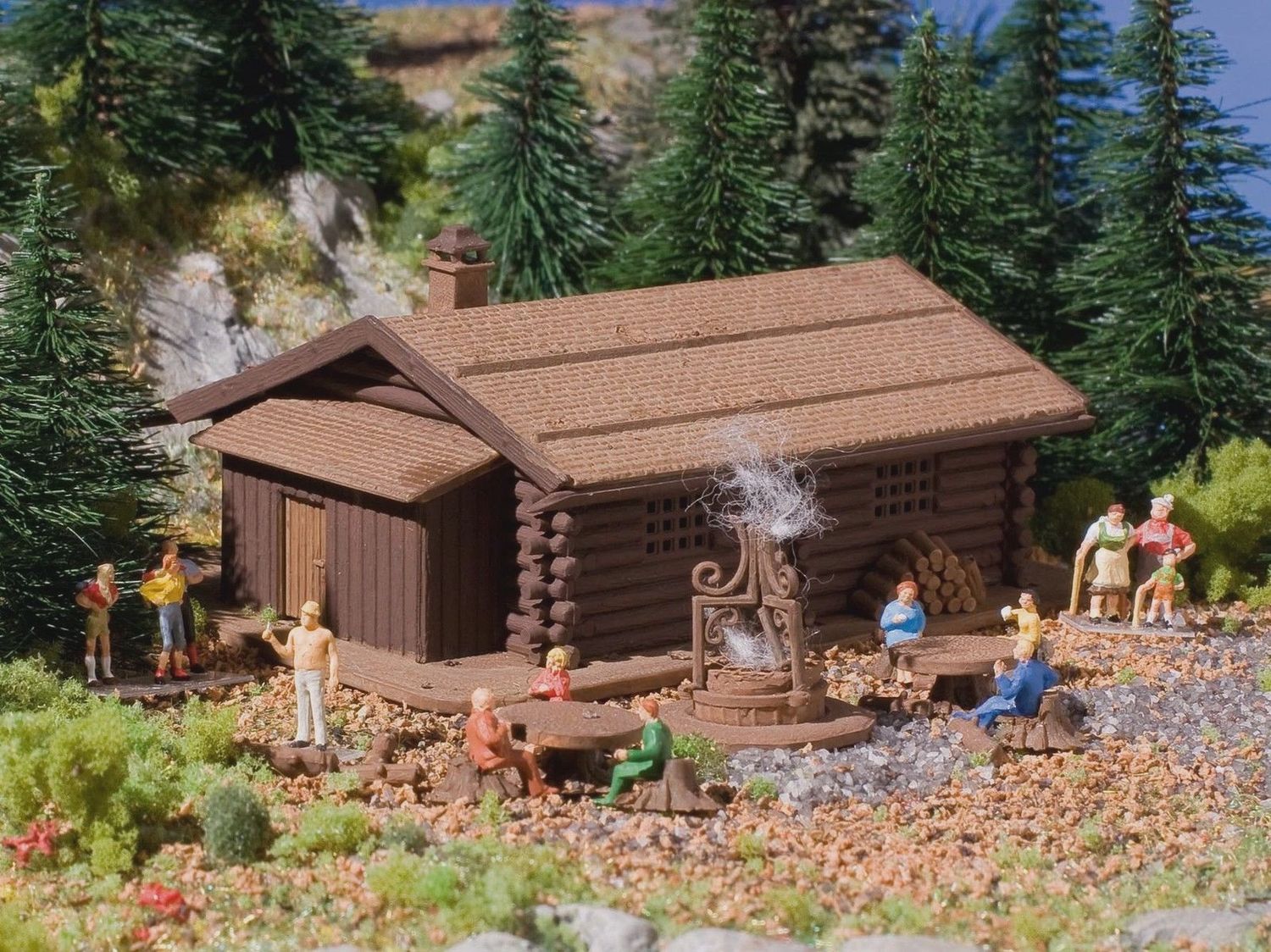 Vollmer N 47727 Log Cabin with Barbecue Pit