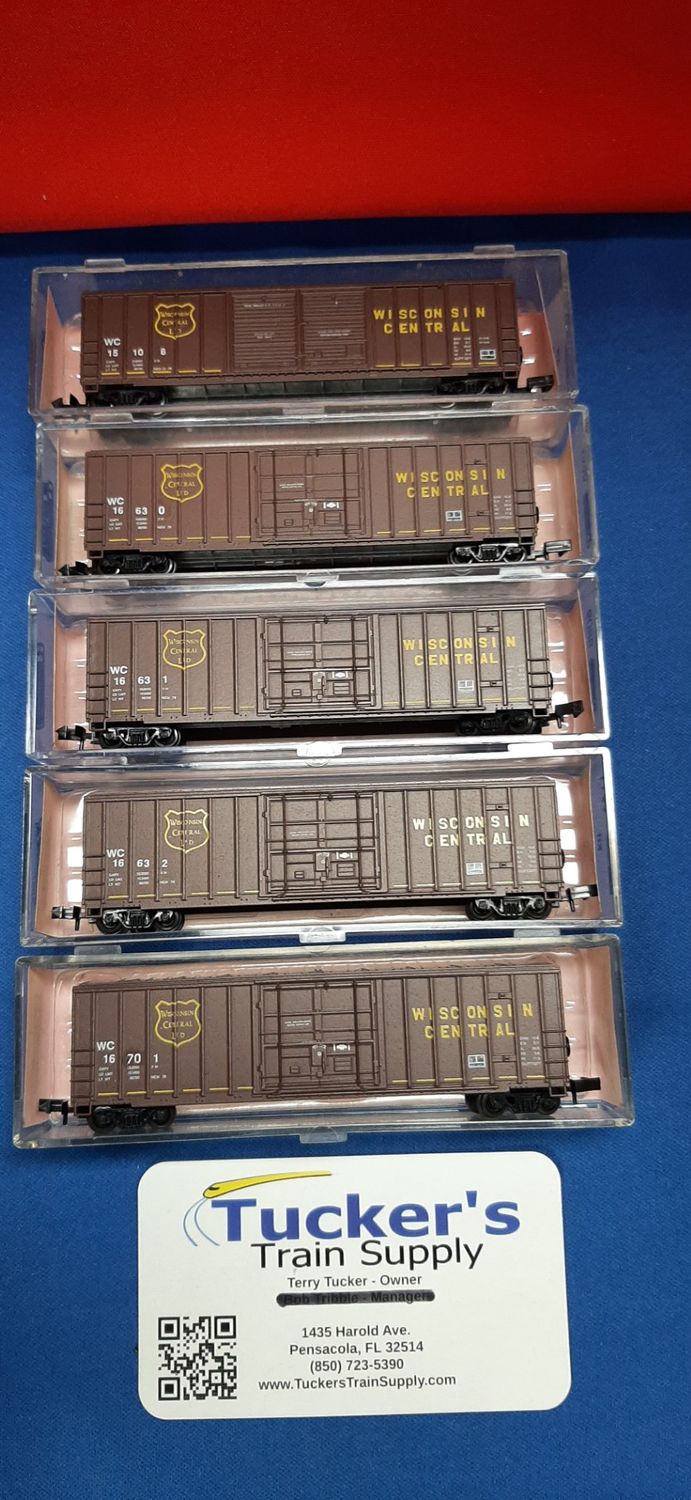 Used N Roundhouse 8809 Wisconsin Central 50' Boxcar (5-Pack)