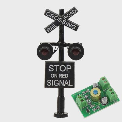 Evemodel N JTD1507RP 1 Set N Scale Railroad Train/Track Crossing Sign 2 Heads LED Made...