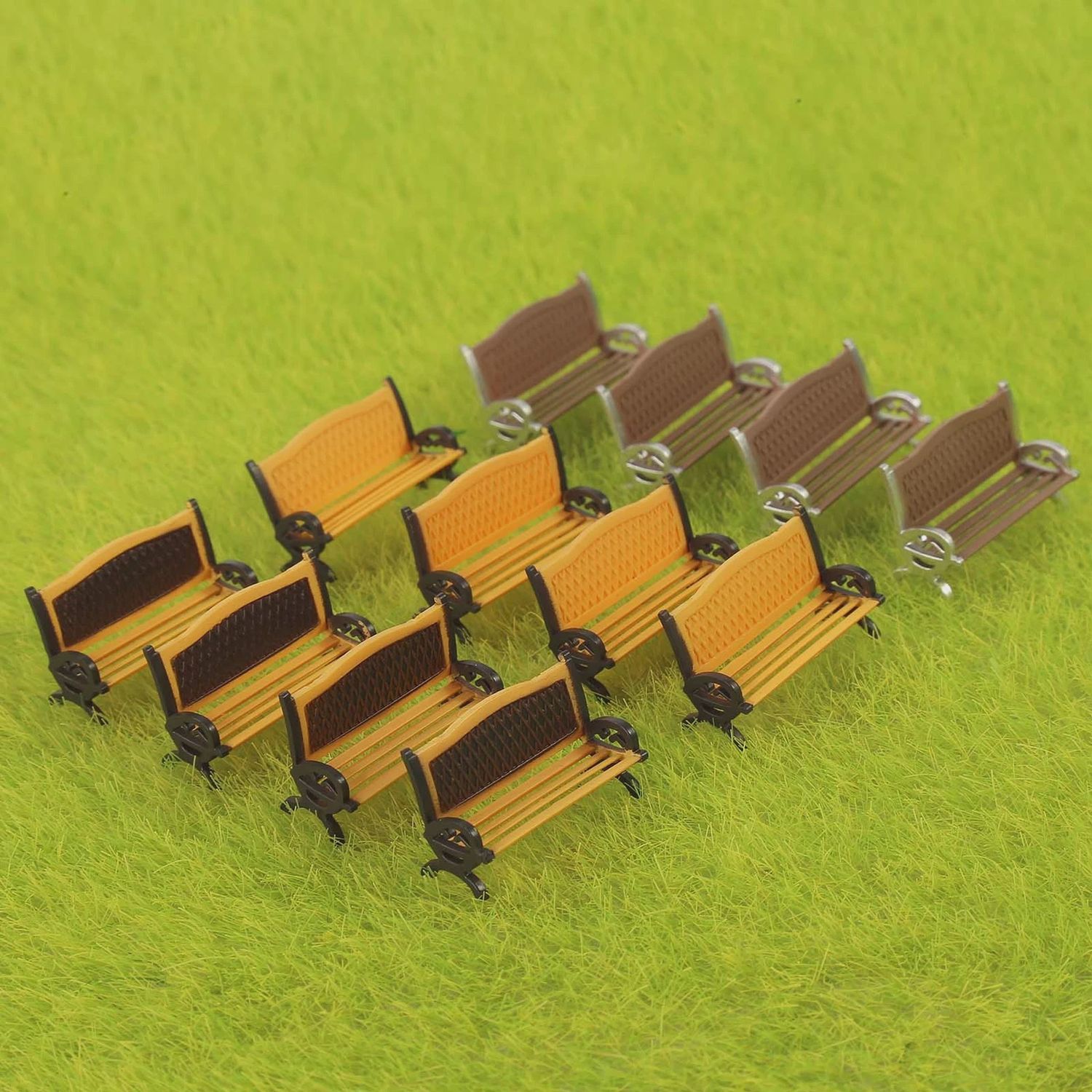 Evemodel ZY35087 12pcs HO Scale 1:87 Model Park Benches Street Garden Station Seat Chair