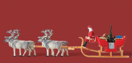 Preiser HO 30399 Christmas Sleigh w/Reindeer