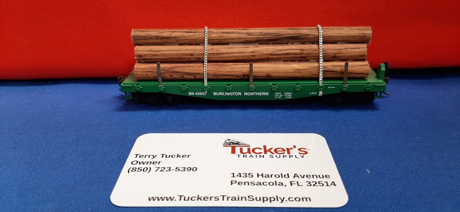 Used HO Burlington Northern Flat Car w/ Log Load #BN43692