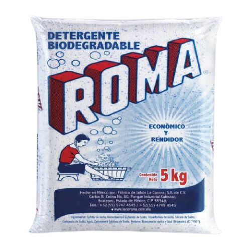 Detergente en Polvo ROMA. Caja con 4pzas de 5kg c/u. DR5