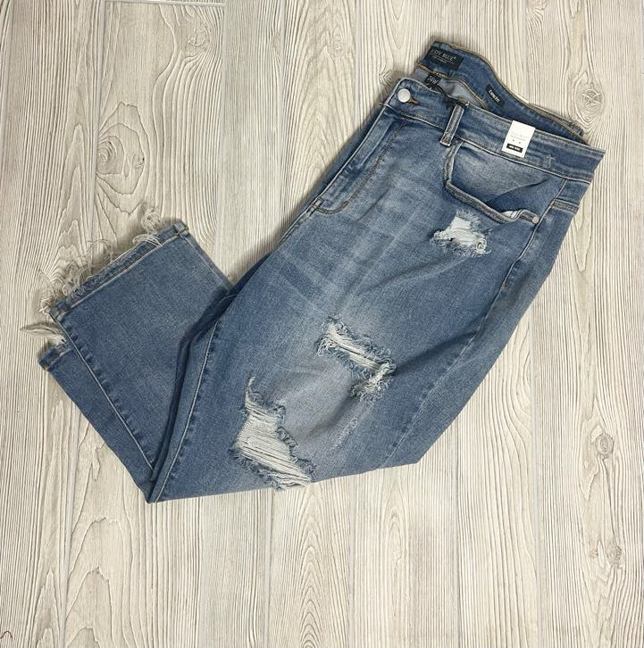 Judy Blue Light Blue Distressed Bermuda