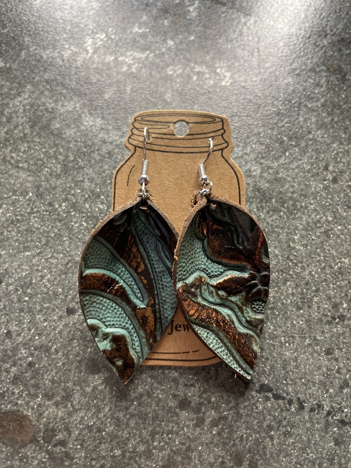 Earrings Teal/Copper Leather