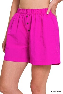 Front Button Windbreaker Shorts