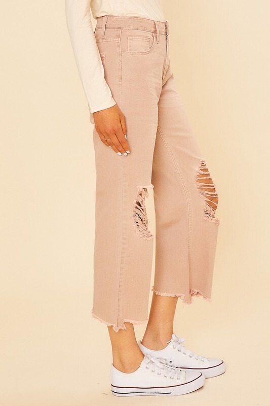 Distressed Lightweight Crop Jean