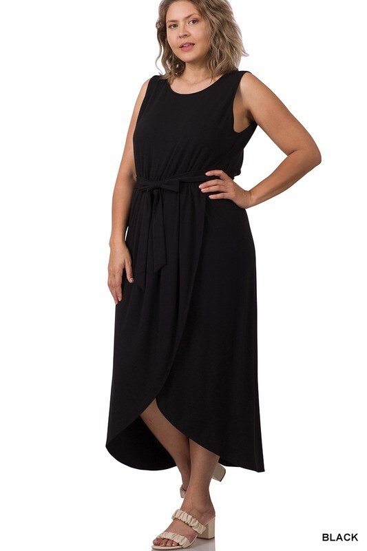 Curvy Tulip Dress, Color: BLACK, Size: 1X