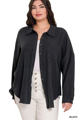Curvy Oversized Button Down Top