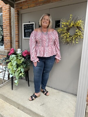 Curvy Bohemian Print Blouse