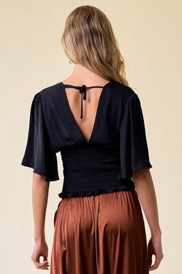 V Neck Smocked Top
