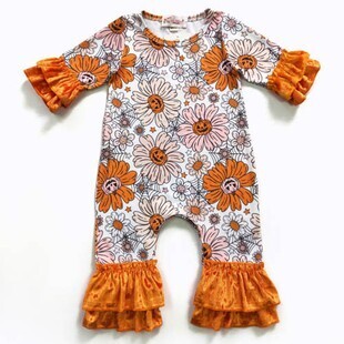 Girls Floral Pumpkin Romper