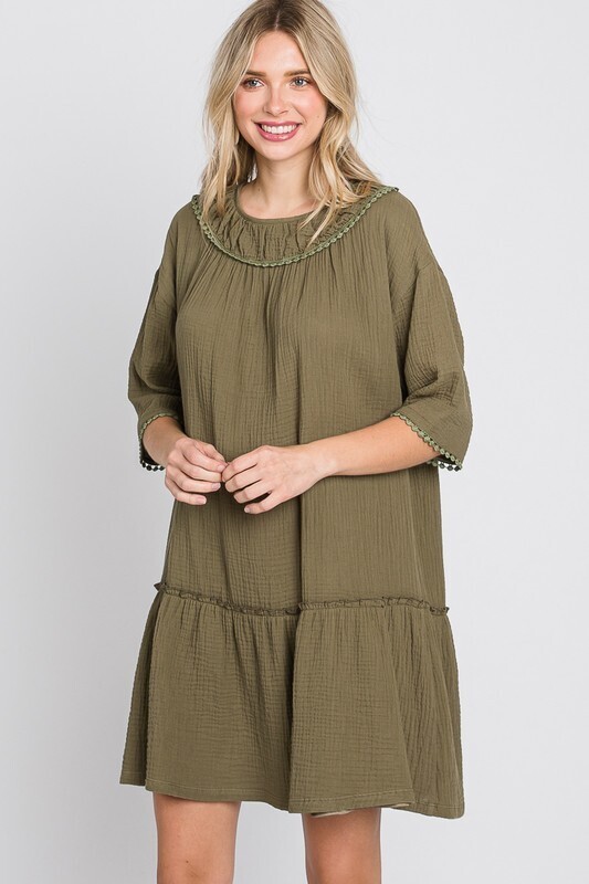 Allie Dress, Color: OLIVE, Size: SMALL