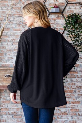 Curvy Lace Detail Long Sleeve Top