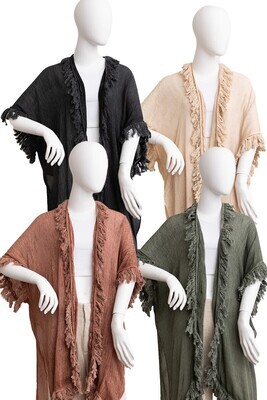 Sun Bleached Fringe Ruffle Kimono