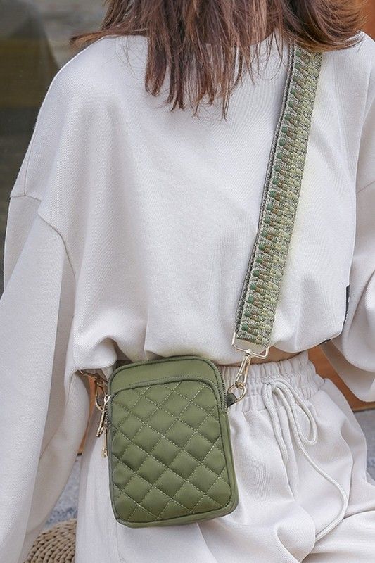 Quilted Crossbody Sling Bag, Color: BEIGE