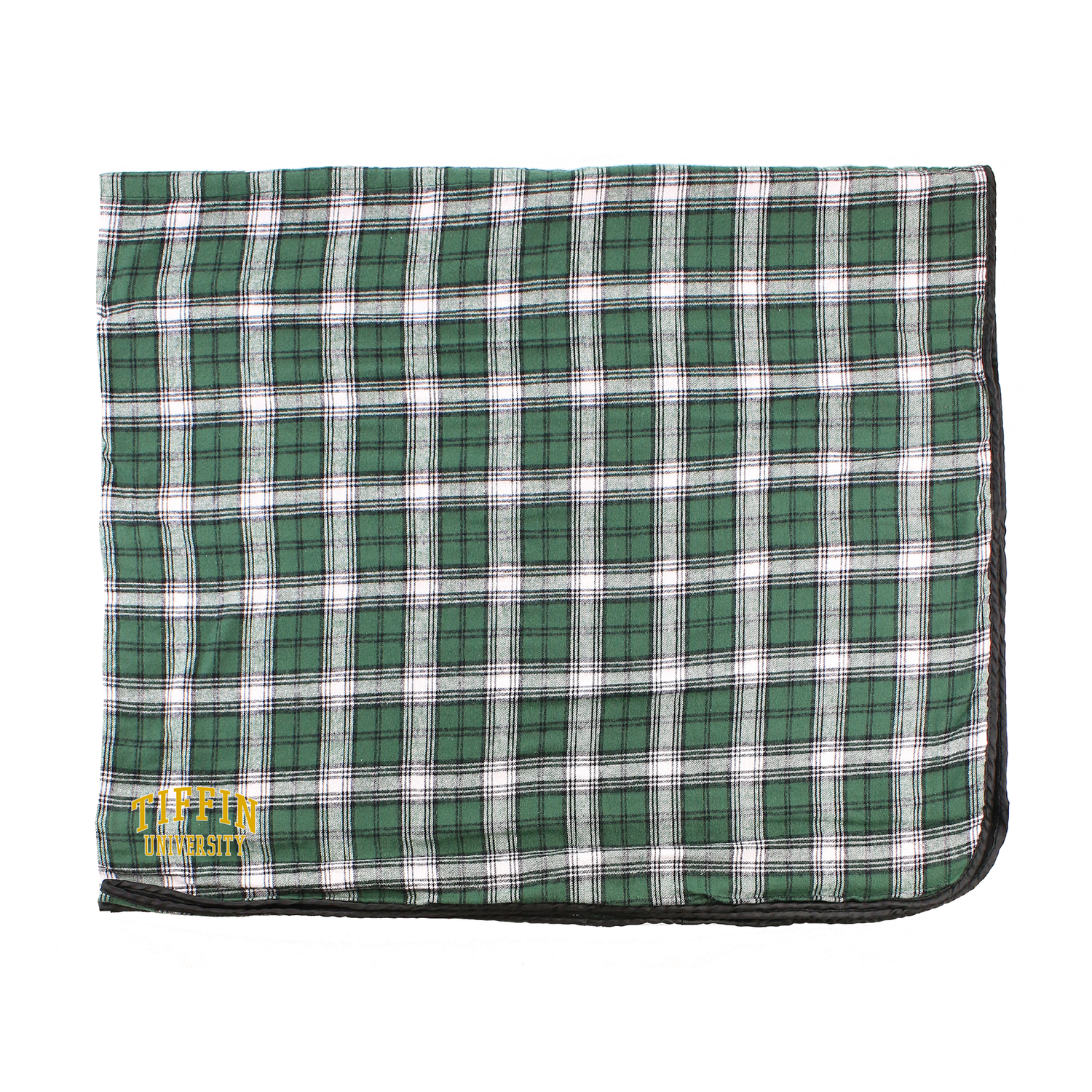 Green and White Plaid Flannel Blanket