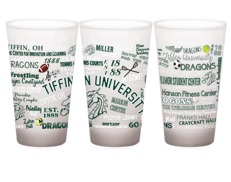 16oz. Frosted mixing Glass with TU campus wrap