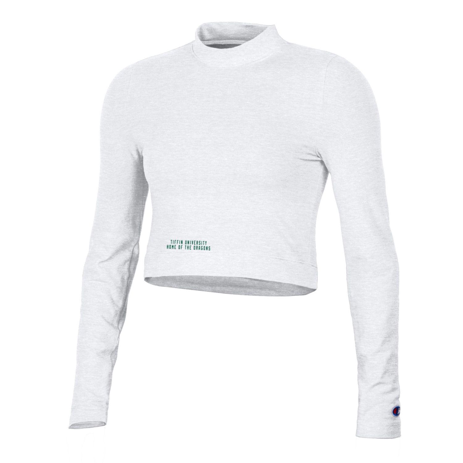 Long Sleeve Crop Top Neck White, Size: S, Colour: White