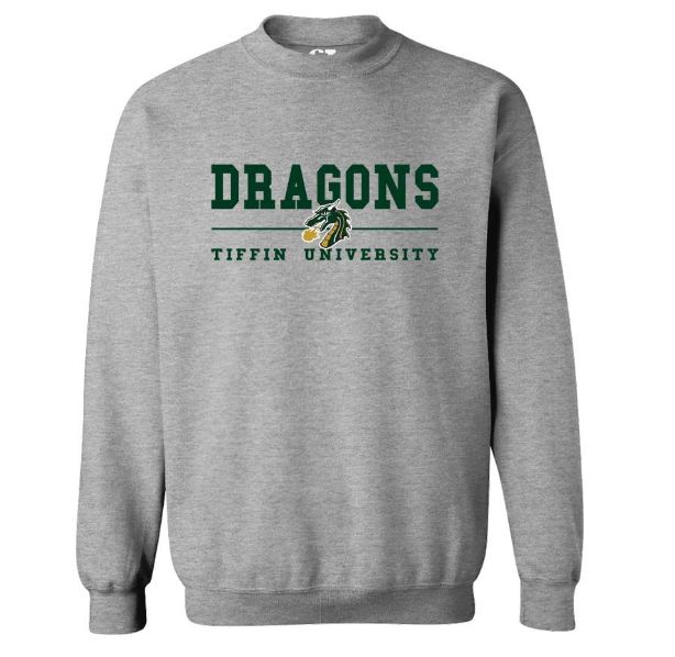 Tiffin University Dragons Philly2 Crewneck Sweatshirt, Size: S, Heather Grey: Gray