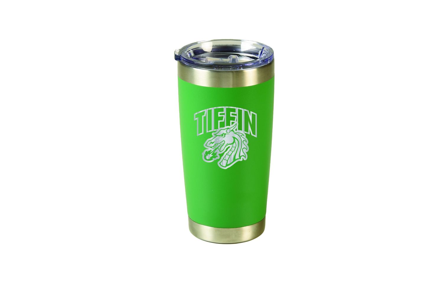 Green Powder Coated Tumbler With Laser Etched Tiffin Dragon