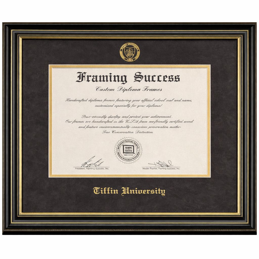 Windsor- Doctorate Diploma Frame with Blk &amp; Gold Double mat