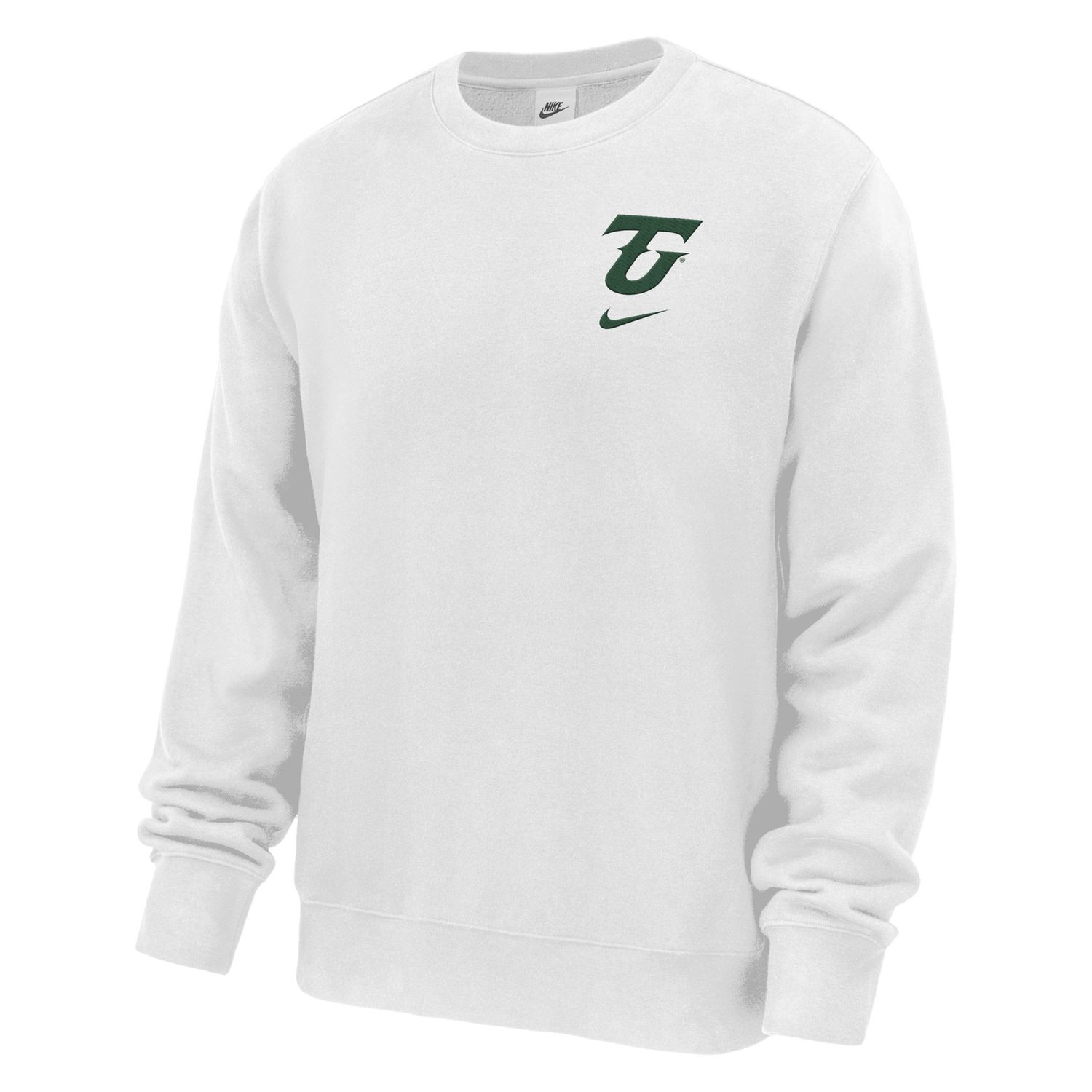 White Club Fleece Embroidered Logo Crew, Colour: White, Size: S