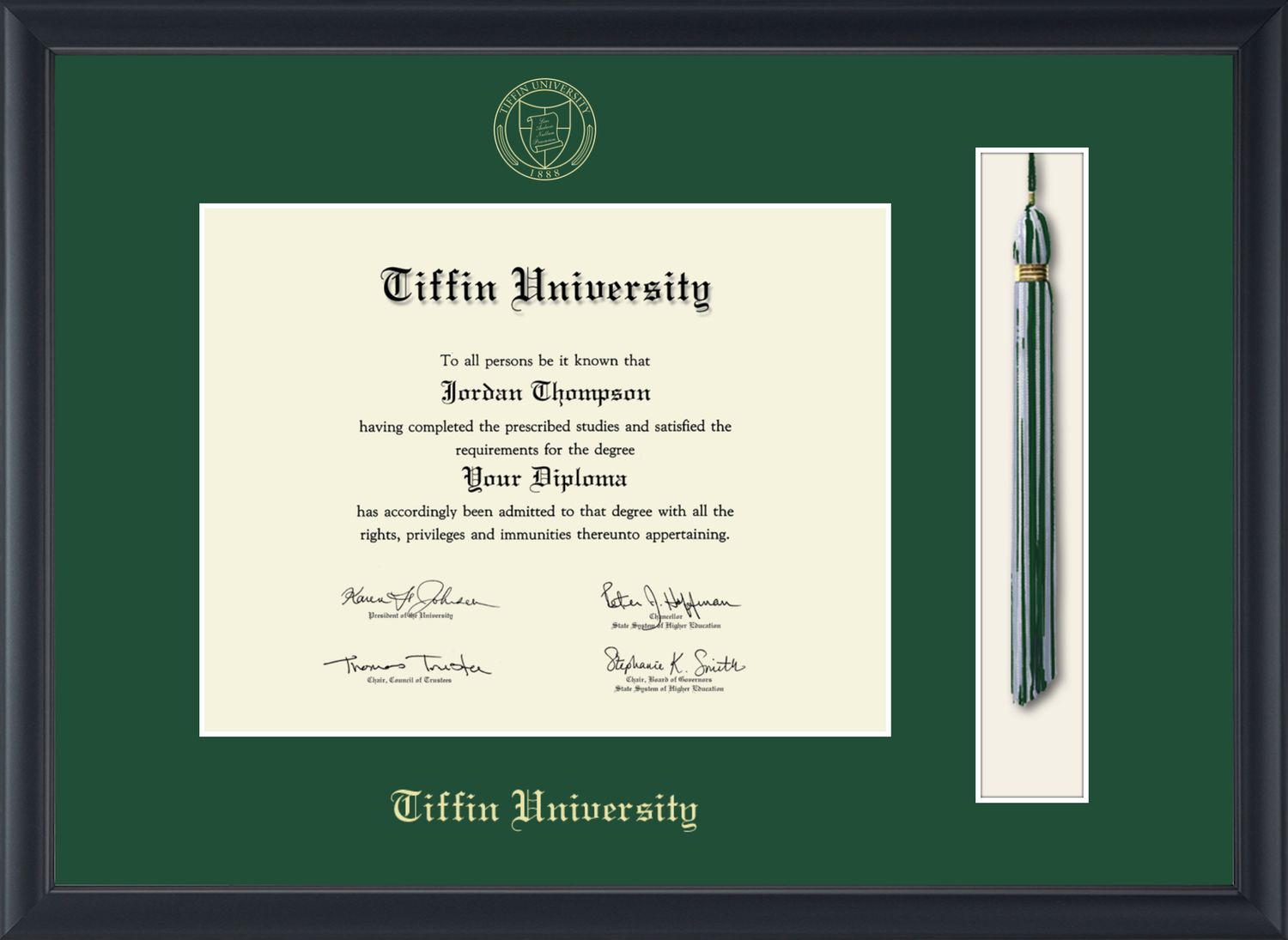 Tassel/Cord Diploma Frame Green Mat