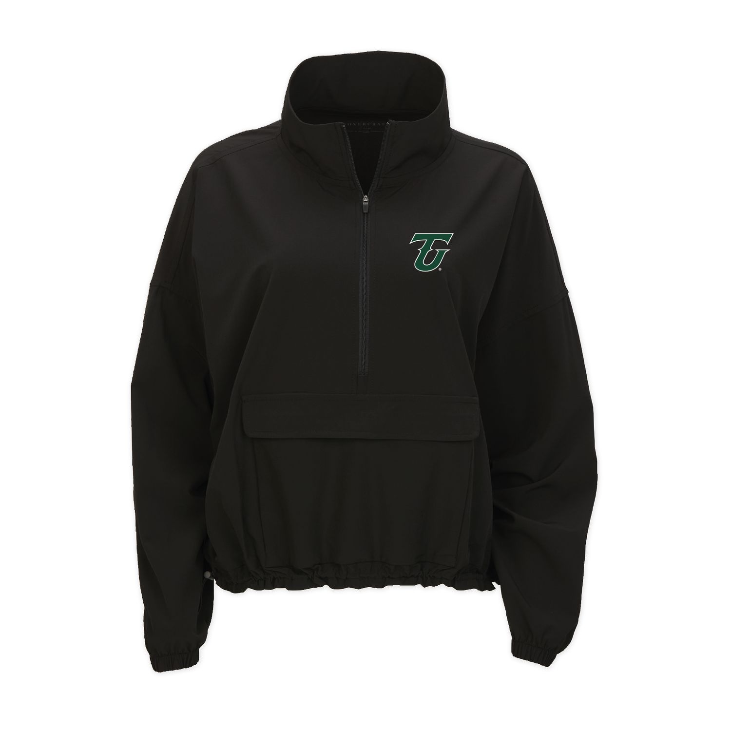 Crop Stretch Woven Quarter Zip, Colour: Black, Size: XS