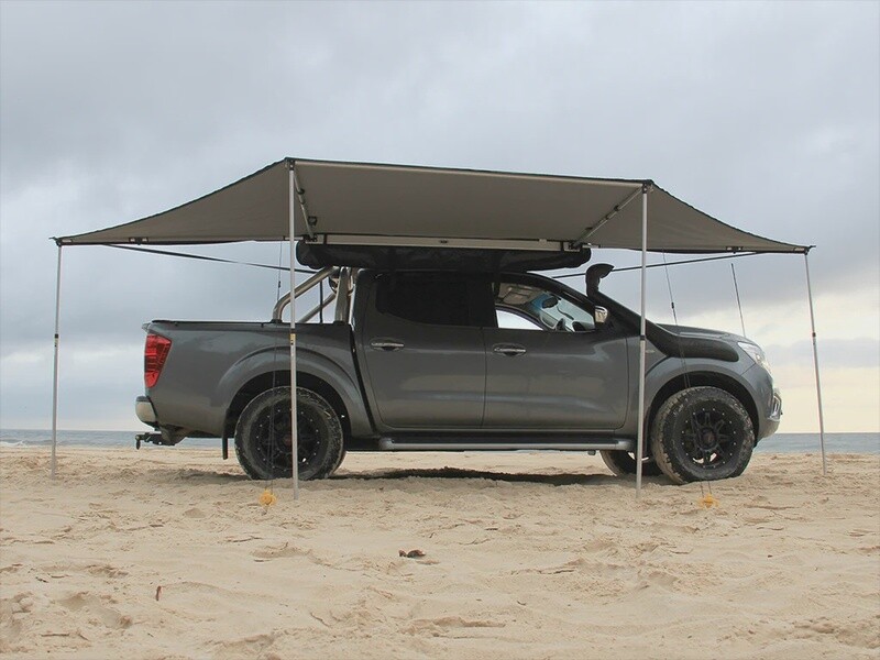 OUTBOUND 180° Degree Wing Awning 2.1m wide with Zips