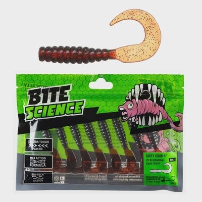 BITE SCIENCE DIRTY GRUB SOFT PLASTIC LURES 4&quot; BLOODWORM