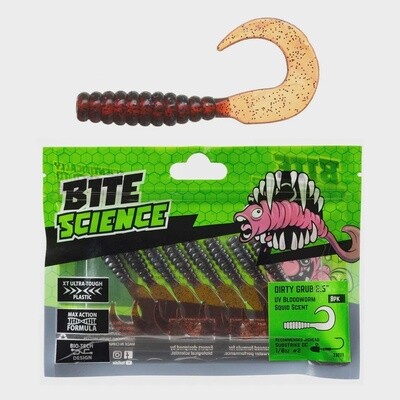 BITE SCIENCE DIRTY GRUB SOFT PLASTIC LURES 2.5 BLOODWORM