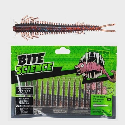 BITE SCIENCE TWITCH WORM SOFT PLASTIC LURES 2.5&quot; BLOODWORM