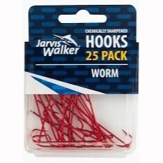WORM HOOK RED. CHEM SHARP HOOKS 25PK