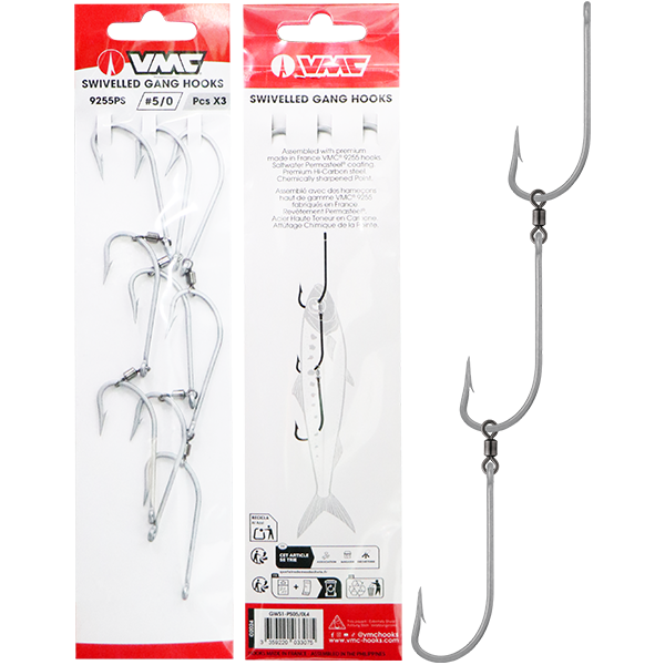 VMC GANG HOOK WITH SWIVEL, Size: 3/0