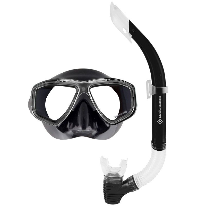 Adult Eclipse / Oasis Mask Snorkel Set, Colour: Black