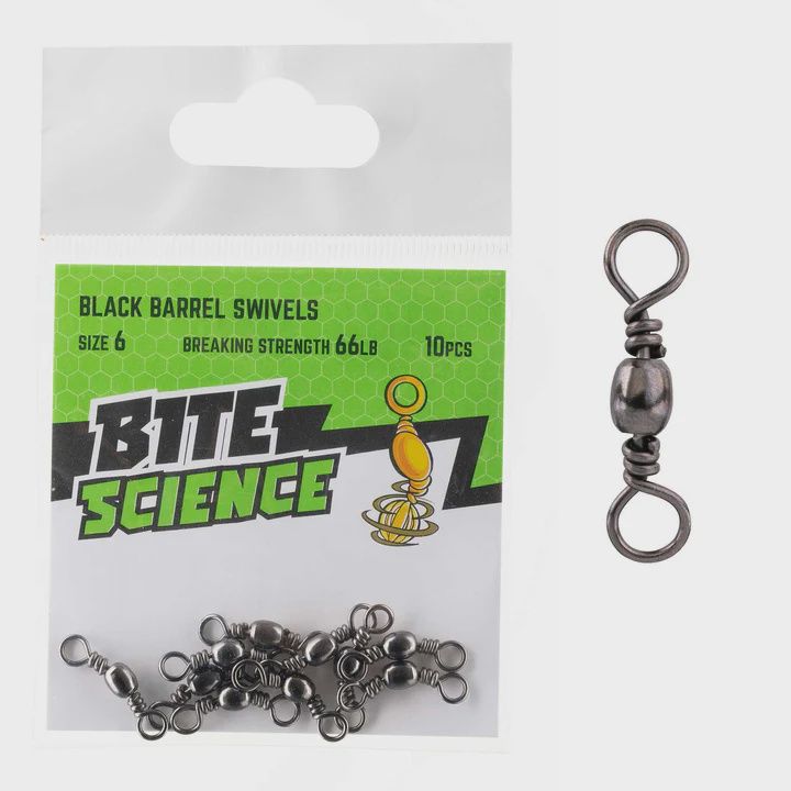 Black Barrel Fishing Swivels, Size: 6 - 10pk