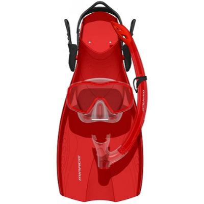 Junior Mask, Snorkel and Fin set., Colour: Red, Size: S/M