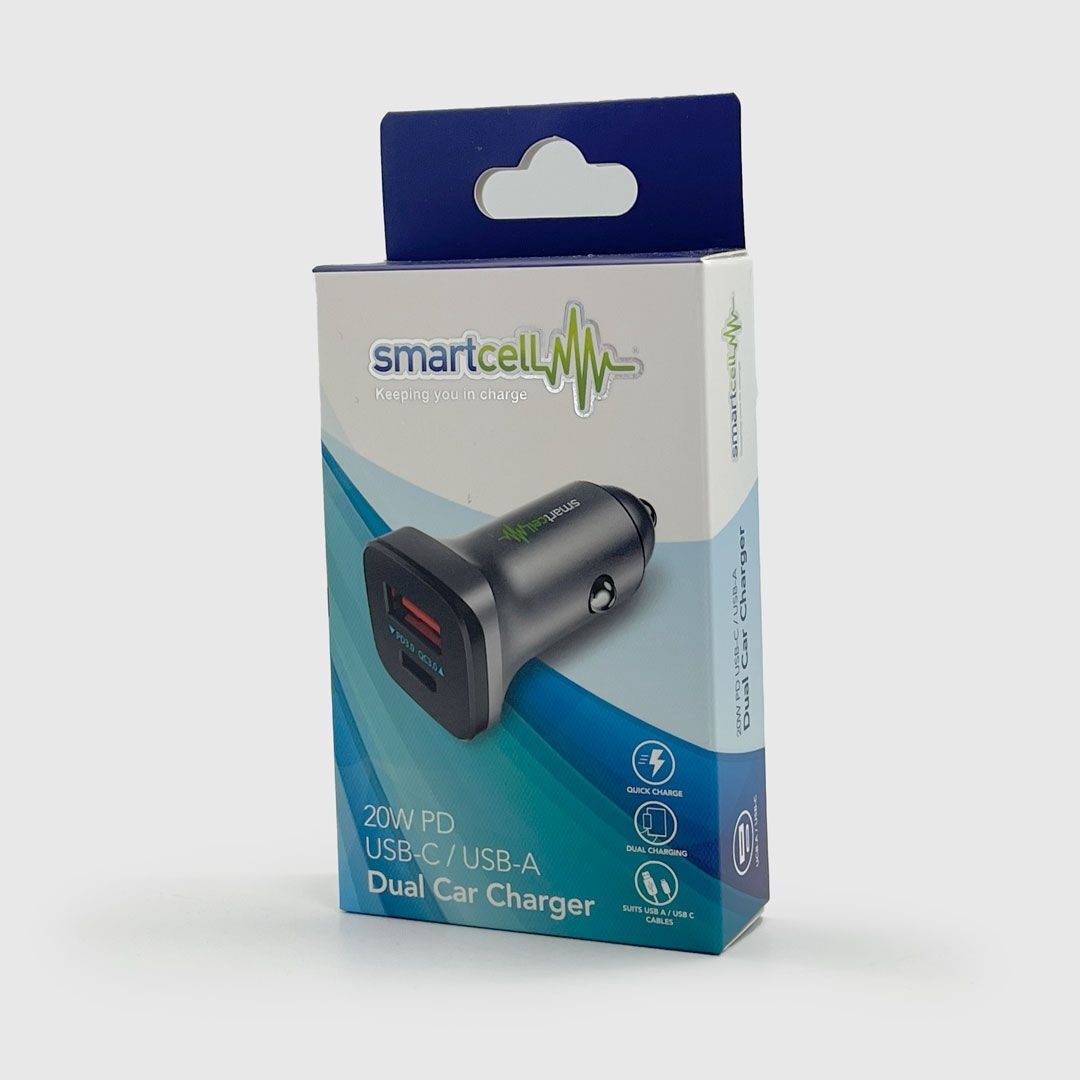 20W PD USB-C/USB A Dual Car Charger - Smartcell