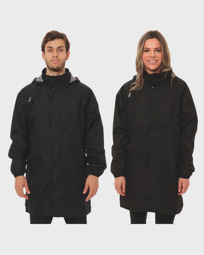 STASH 3/4 LENGTH RAIN JACKET, Colour: BLACK, Size: SMALL