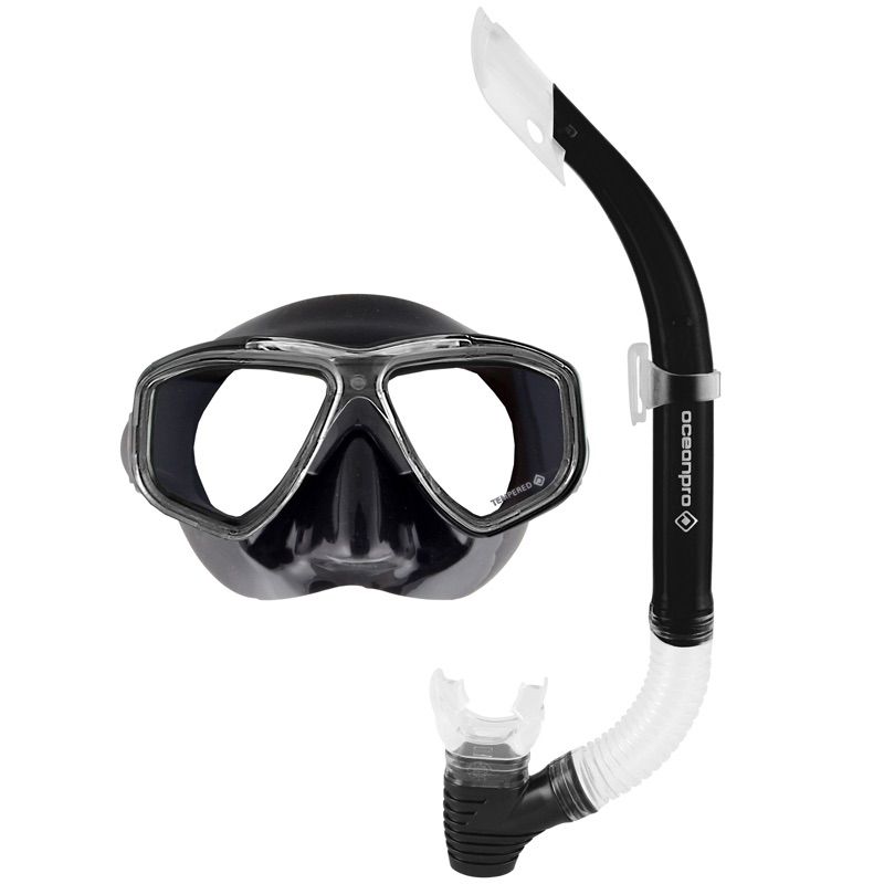 Adult Eclipse / Oasis Mask Snorkel Set, Colour: Black