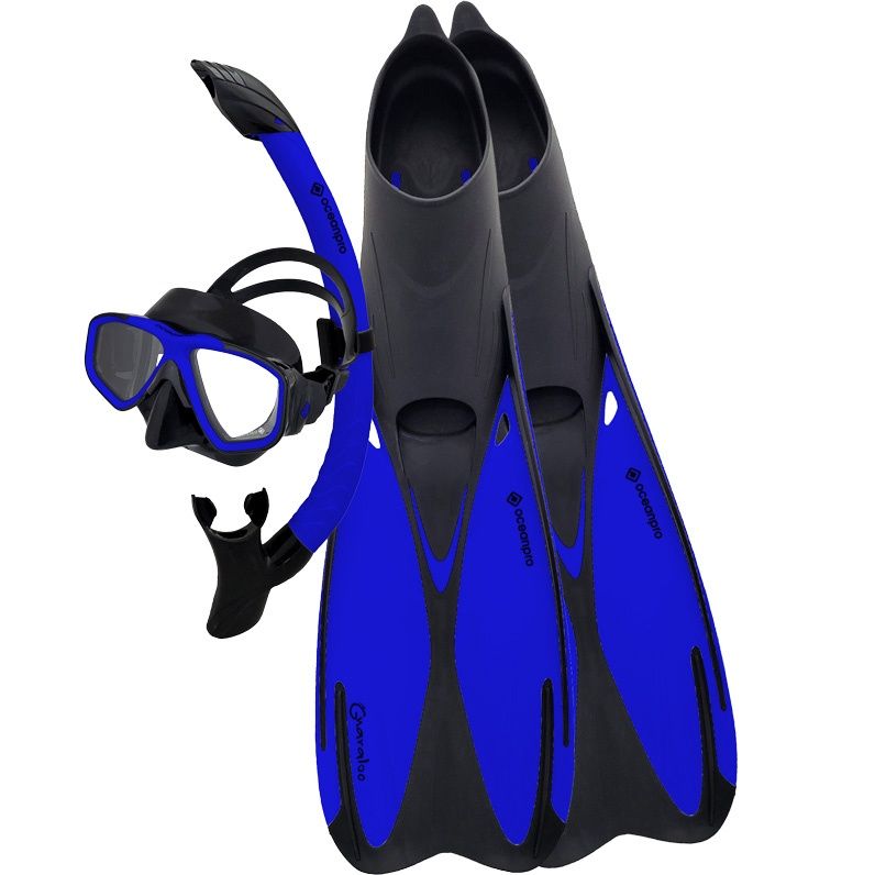 Gnaraloo Mask Snorkel Fin Set, Colour: Blue, Size: Small