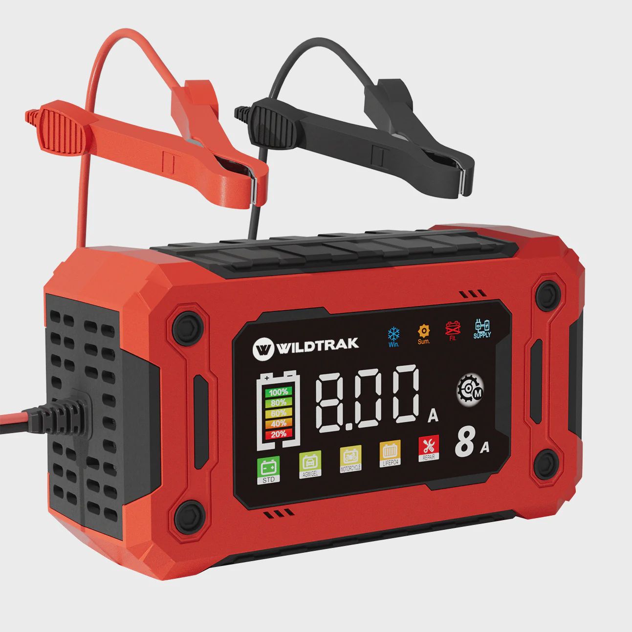 Wildtrak 12V 8A Battery Charger - Car, Boat, AGM &amp; LiFePO₄ Compatible