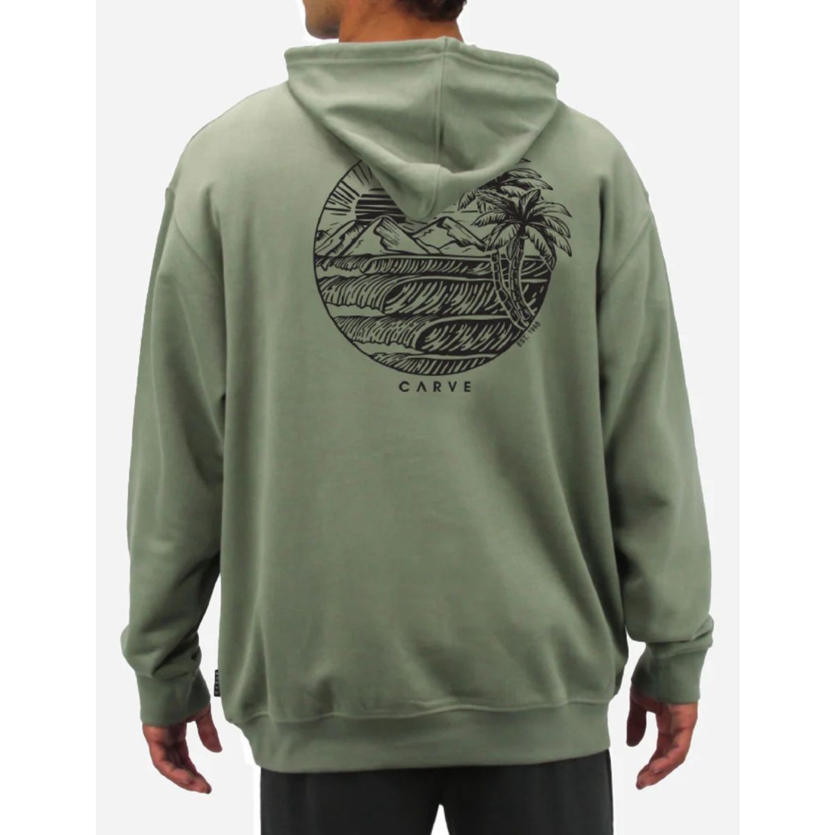 Carve Eventide  - Men’s Pullover Hoodie French Terry - Moss Green, Size: Small