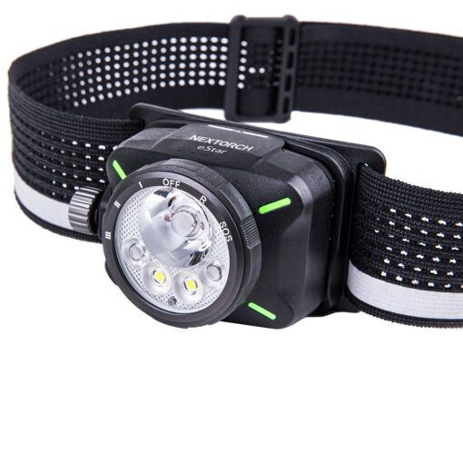 NEXTORCH eStar 1300Lm Dual-Beam White / Red Headlight – Rechargeable + Spare Battery + AAA Compatible – Black