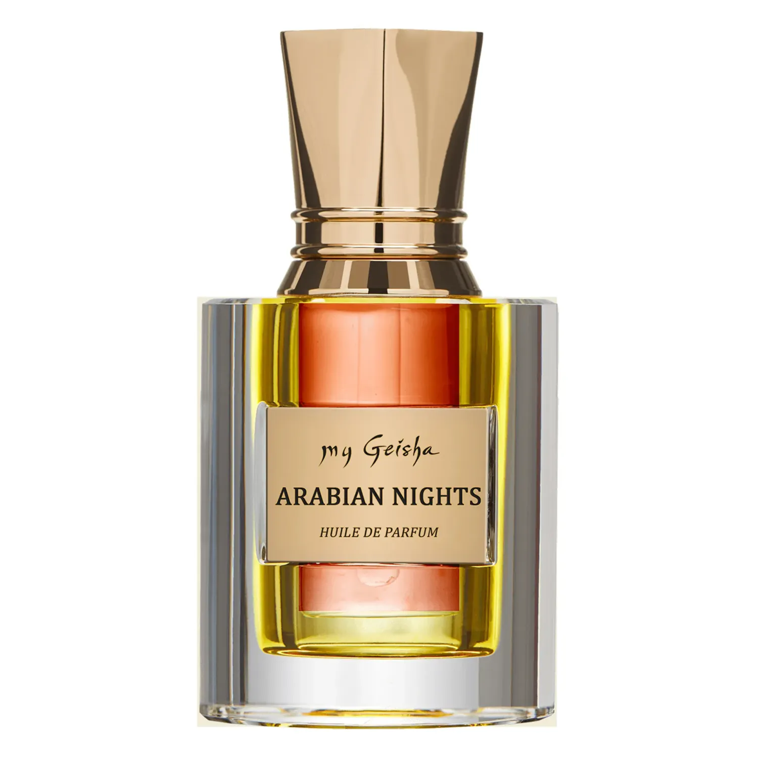 my Geisha Arabian Nights - Huile de Parfum Premium
Top notes: spicy oriental notes
Middle notes: oud, musk, labdanum, saffron
Base notes: musk, amber, sandalwood;

A thousand and one perfumed nights: the famous notes of the Middle East - oud, amber, musk, sandalwood and saffron, formulated in a perfume that seems to remind you of the smell of the famous &quot;shisha&quot; ( hookah ). my Geisha Arabian Nights Premium Huile de Parfum carries with it the scent of the streets of Arab countries, the scent of spice-filled markets, of memories of the strongest olfactory experiences. You will discover an oriental perfume that conquers you beyond repair, the attraction will be so great that it resembles a meeting planned by destiny.
For: Women | Men | Unisex
Scent Family: Oriental | Woody
Size: 14 ml
Packaging: Premium