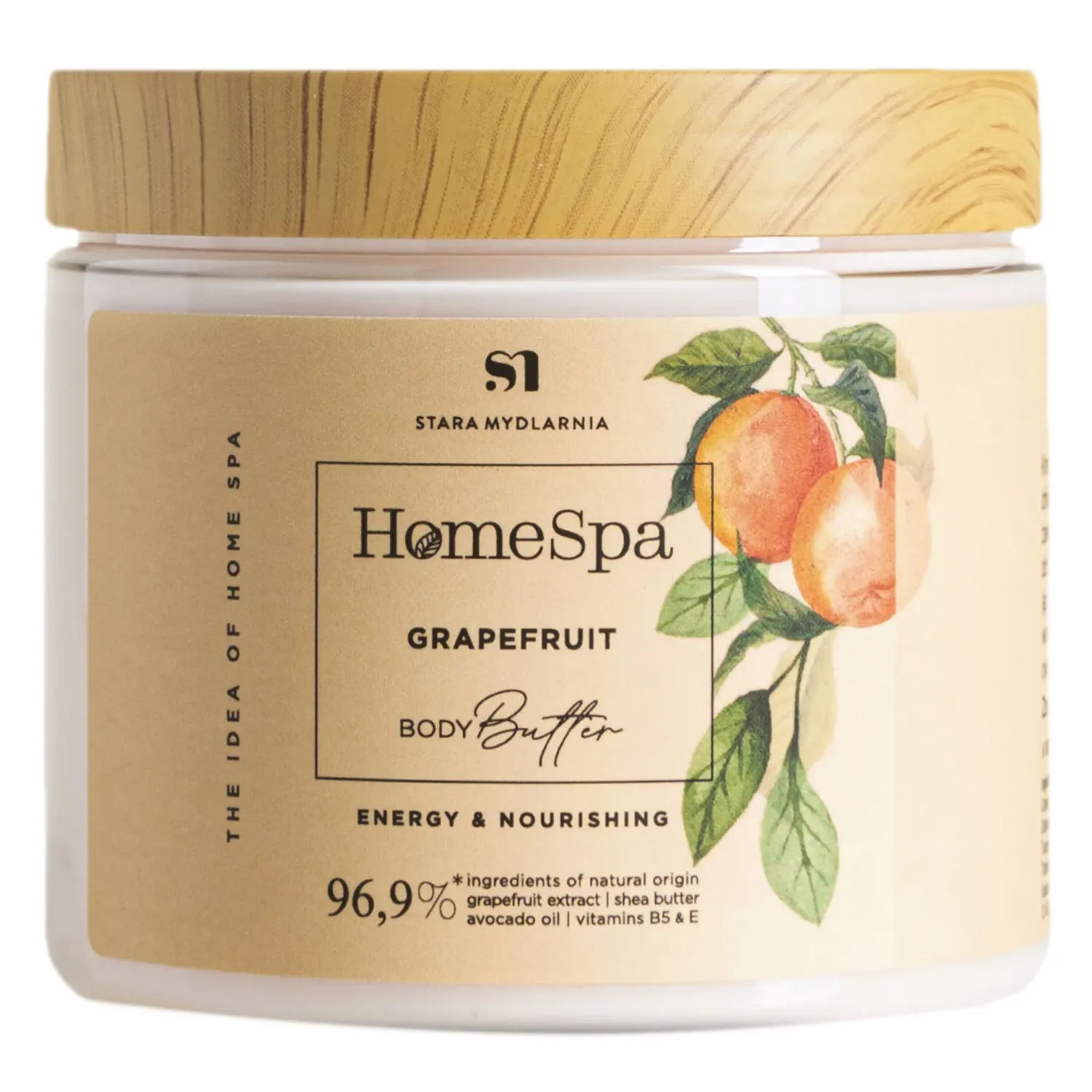 Stara Mydlarnia Grapefruit Body Butter
Stara Mydlarnia Grapefruit Body Butter (200 ml) contains natural ingredients such as avocado oil, shea butter and grapefruit extract, which are perfectly absorbed by the skin, leaving behind a light and protective film that nourishes and hydrates the epidermis. The product contains oil, allantoin, panthenol, squalane and vitamin E, which restore the comfort and elasticity of the skin. In addition, grapefruit extract fights free radicals, rejuvenates the skin and promotes regeneration through the acids in the fruit. Regular use of this product helps prevent water loss, thus limiting the aging process of the skin. Contains 96.9% natural ingredients and has been dermatologically tested.
Clean bodycare | Eco-friendly
For: Women | Men | Unisex
Size: 200 ml