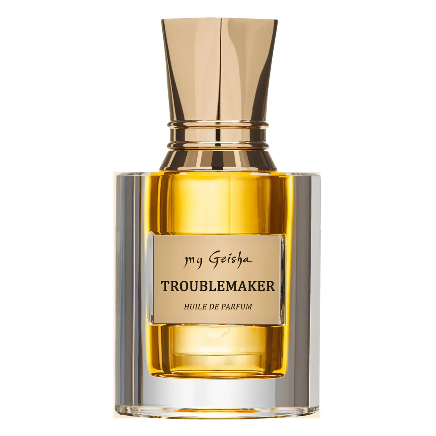 my Geisha Troublemaker - Huile de Parfum Premium
Top notes: cardamom, coffee, cinnamon; Middle notes: cognac, patchouli ; Base notes: oud, vetiver

&quot;Perfumes are works of art you can actually take home and wear every day &quot;

Wear my Geisha Troublemaker Premium Huile de Parfum and you will stir rumors, you will receive compliments and glances stealthily, you will fascinate and you will captivate. Everyone will want to know what it is. Seasoned but exotic. Seductive but mysterious. Simple but complicated. This is a wake that combines classic ingredients with controversial ones for an effect of a particular duality. Cinnamon has a warm, sweet flavor, which turns into a woody, slightly powdered one. Cardamom notes add a touch of magic – legend says that the scent of this spice brought revelations, encouraging and protecting those who used it. Count on a unisex olfactory creation of a particular magnetism, with a sophisticated flavor, perfected by coffee, patchouli, brandy and oud.
For: Women | Men | Unisex
Scent Family: Oriental | Woody | Gourmand
Size: 14 ml
Packaging: Premium