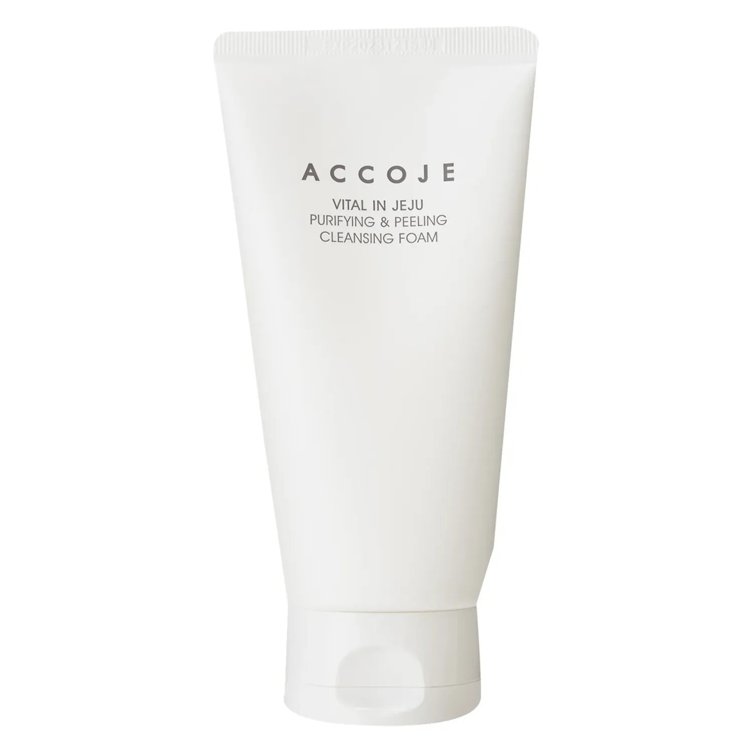 Accoje Vital In Jeju Time Repair Pure &amp; Peeling Cleansing Foam

Accoje Vital In Jeju Time Repair Pure &amp; Peeling Cleansing Foam cleanses delicate skin, preventing blackheads and acne. Active plant ingredients such as camellia extract, aloe vera and chamomile, remove impurities and clean pores without damaging the skin. In addition, its formula is based on pure water from the Jeju region, an aquifer water obtained from a depth of 420 m rich in minerals and trace elements.
Order of use: 01 Cleaning &amp; make-up removal
Skin type: Oily skin | Combination skin
Routine: Day routine | Evening routine
Skin concerns: Acne | Blackheads | Dilated pores | Excess sebum | Pigmentation spots | Dull skin
For: Unisex
Size: 150 ml